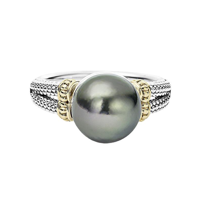 Zhenrong Gray Pearl Round Plated 925 Silver Engagement Ring