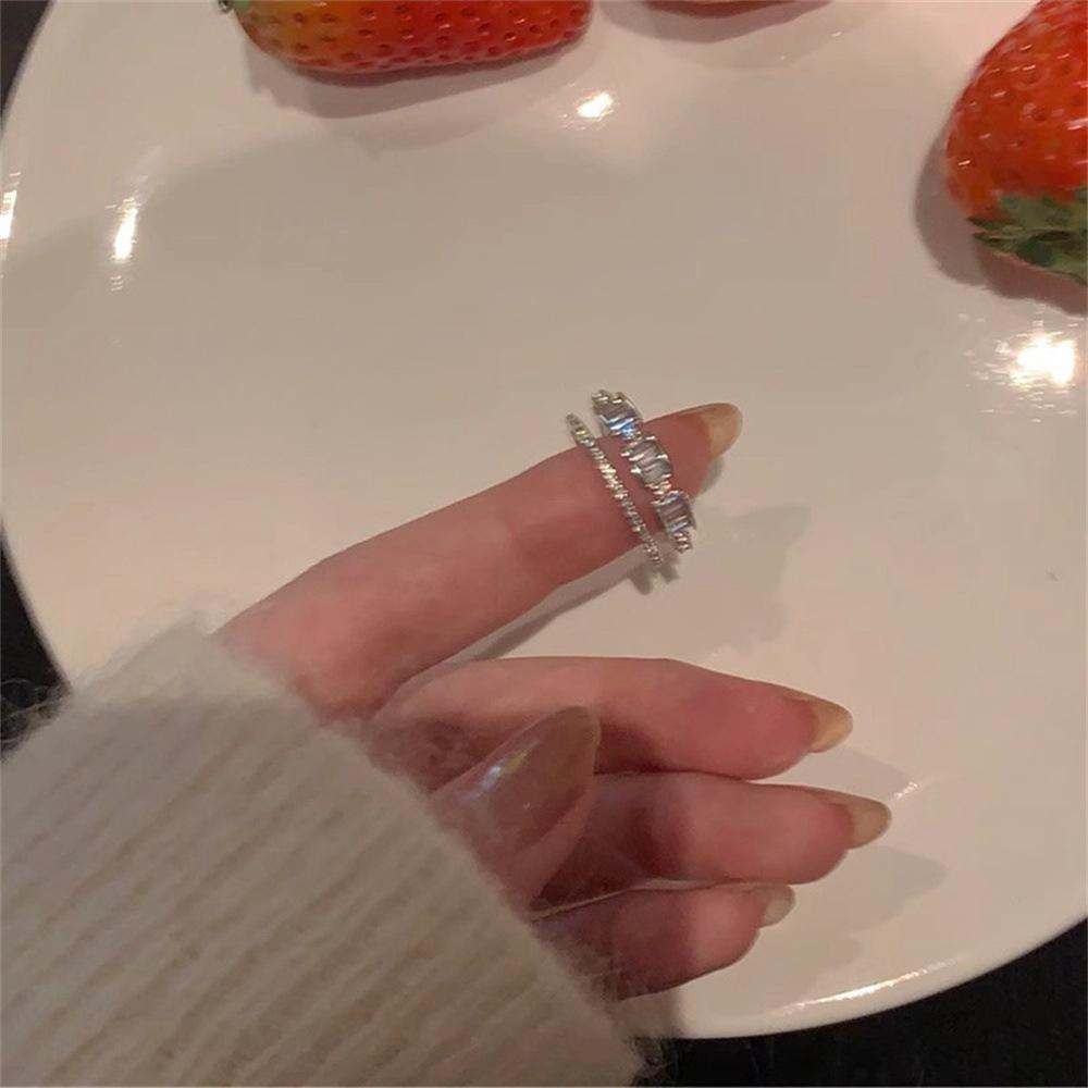 Over 120 Styles Korean style zircon diamond ring women's 925 sterling silver spring and summer niche light luxury high-end index finger ring open ring
