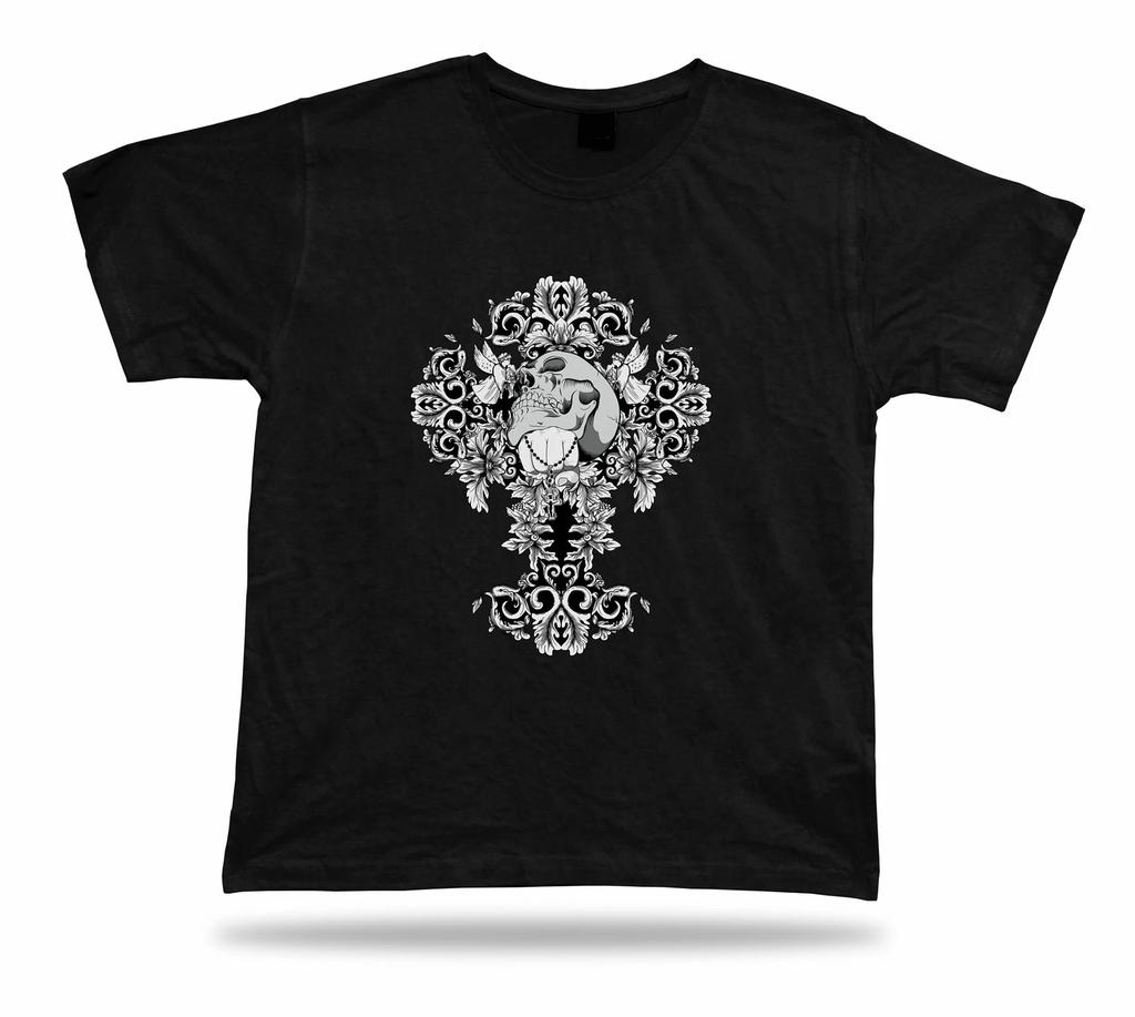 Belive Rosary Floral Skeleton Skull Vector Cool Stylish Modern T Shirt Design