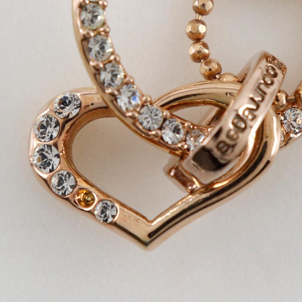 COURREGES Heart Necklace Pink Gold Plated Gold/Rhinestone Heart 7.4g Women Used