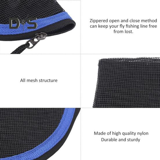 Brieftasche für Fliegenfischer-Vorfach, schwarzes Netzgewebe, Tasche für Vorfachschnüre, Aufbewahrungstasche für Salzwasser- und Süßwasserfischen