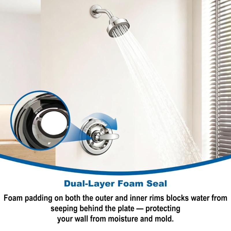 Metal Shower Trim Plate Replacement for Single Handle Control Area, 7 Inch Escutcheon Cover with 2 Mounting Screws for Bathroom Repair
