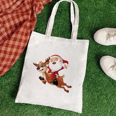 Large Capacity Bookbag Reusable Christmas Shoulder Bags Santa Claus Hand Bag Foldable Shopping Bag Casual Canvas Tote Gift Bags