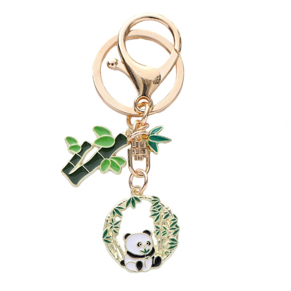 New Year Keychain Panda Bamboo Wreath Pendant Polished Lobster Clip Lightweight Shoulder Bag Schoolbag Decoration Pendant Keyrin