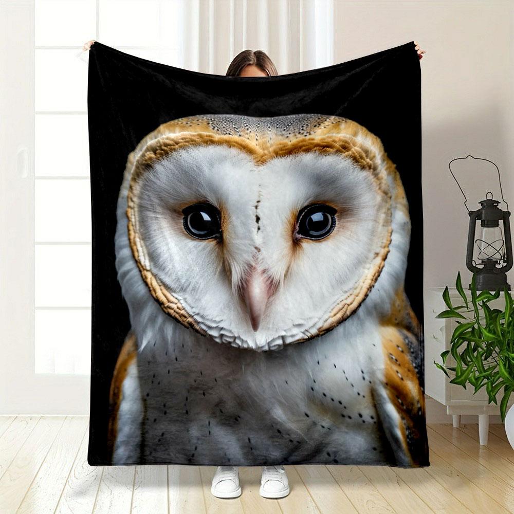 Barn Owl Pattern Throw Blanket Bedroom Blanket for Livingroom Couch Lunch Break Soft Throw for Friend s Festival Gift 75X95CM