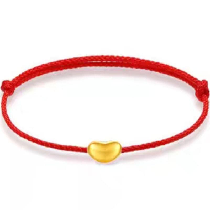 Pure Gold 999 Zodiac Red String Bracelet with Luck Beads for Baby's Full Moon or New Year