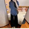 Retro Blue Striped Shirt Women's Spring and Autumn New Loose Casual Shirt Jacket