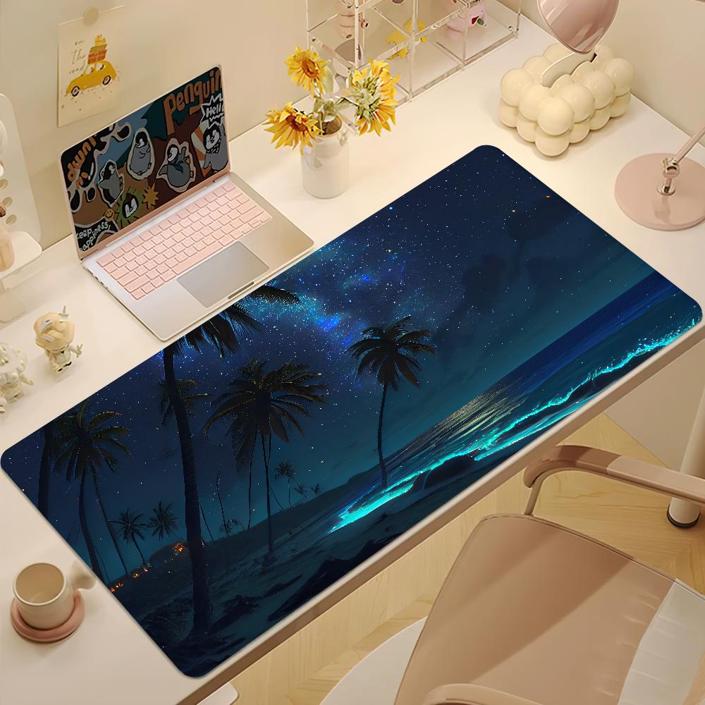 Sunset Palm Tree Sports Car Burning Mouse Pad Nonslip Thickened MousePad Large Writing Lockedge Office Student Gaming Cushion