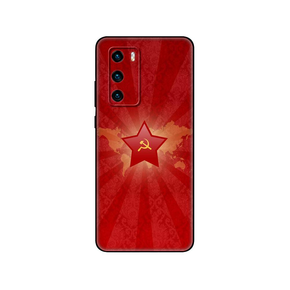 Black Tpu Case For Huawei P30 Lite P30 Pro P40 Case For Huawei P40 LITE E P Smart 2020 Case Cover Soviet Union USSR Grunge Flag