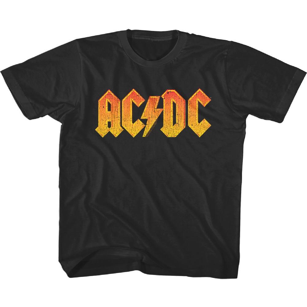 ACDC Vintage Orange Fire Logo T Shirt Rock Band Music Boys Girls Baby Youth