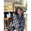 Plaid Shirt Women's Long Sleeve Top Spring and Autumn Korean Loose Retro Lazy Cardigan Shirt Jacket