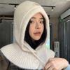 Balaclava Women's Autumn and Winter Warm Knitted Hat Scarf Integrated Cycling Cold-proof Wool Hat Pullover Cold Hat