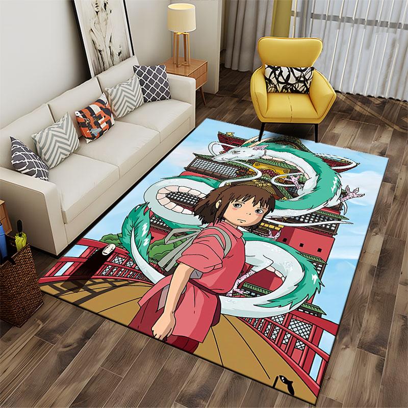 "Anime Girl and Dragon Carpet Design" suitable as a non-slip mat for the living room or bedroom sofa