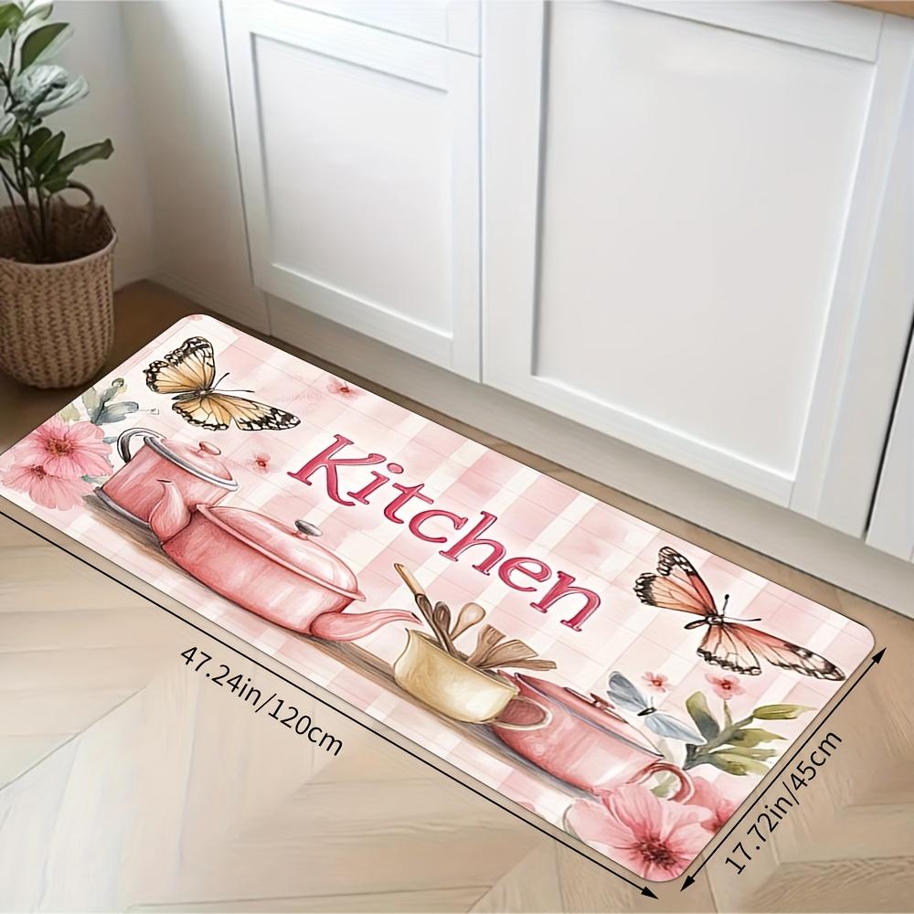 1Pcs Anti Fatigue Kitchen Rugs,Flowers Print Waterproof Non-Slip Thick Cushioned Kitchen Mat Heavy Duty Comfort Standing Mat for Kitchen