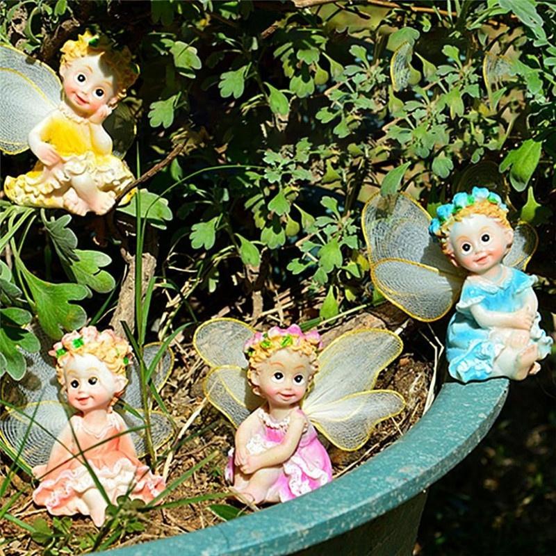 Lovely Resin Flower Fairy Angel Decoration Miniature Resin Bonsai Doll DIY Fairy Garden