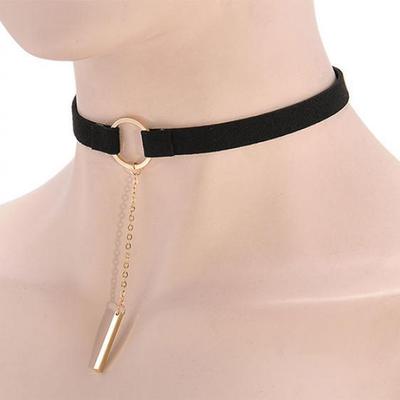 Frauen-Halsband-Kragen-Samt-runder Ring-Anhänger-Ketten-Schlüsselbein-Halsketten-Schmuck