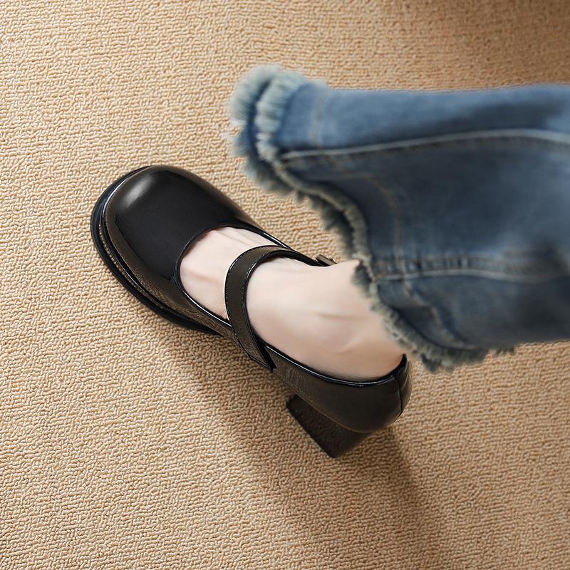 New high heels women's word with Mary Jane shoes waterproof table height increase small thick heel single shoes