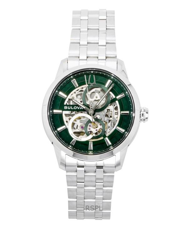 Bulova Sutton Stainless Steel Green Skeleton Automatic 96A329 Men's Watch