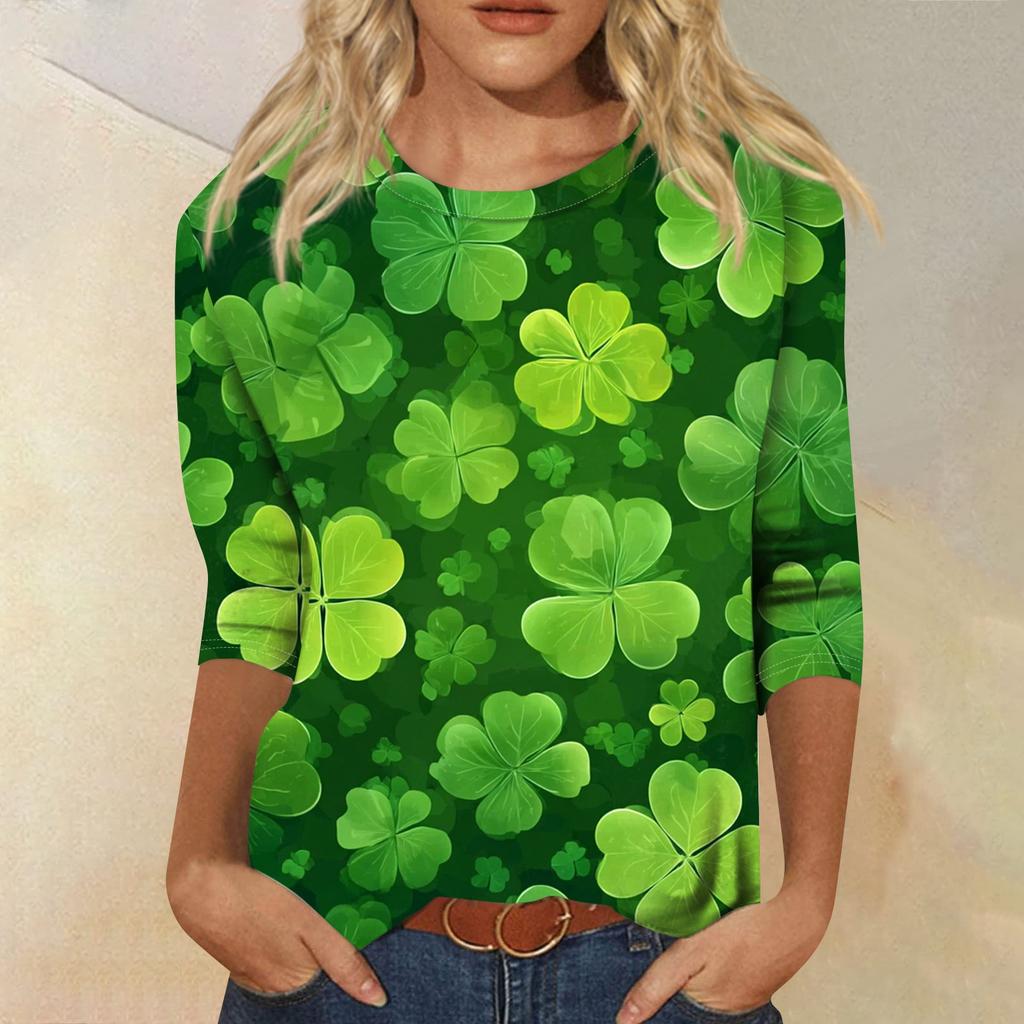 Dámský módní ležérní svetr s kulatým výstřihem a tříčtvrtečním rukávem s potiskem Saint Pao