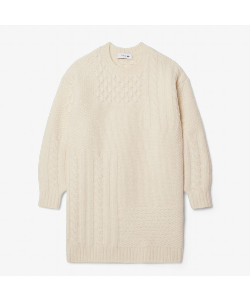 Lacoste Women'S Wool Blend Cable Sweater Dress Ef4173-55N Xfj