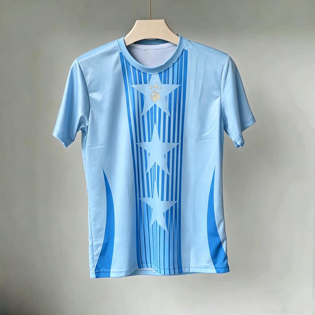2026 Camiseta Deportiva de Manga Corta Transpirable de Secado Rápido Edición Conmemorativa Campeón Selección Nacional de Argentina para Adultos/Niños