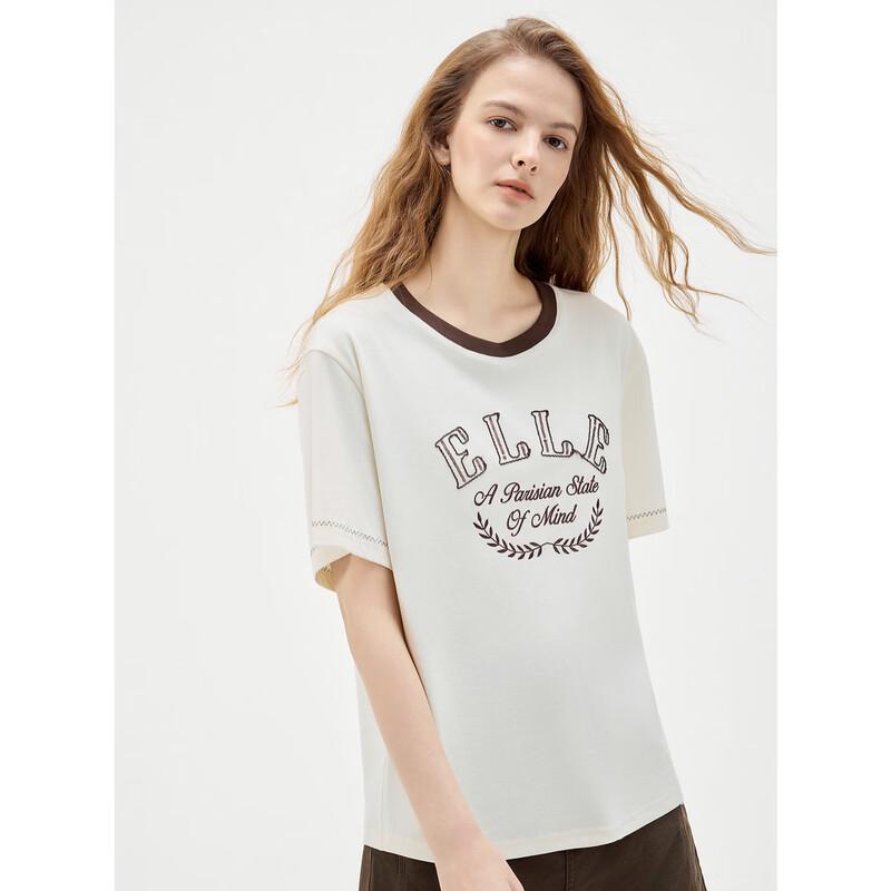 ELLE Women's Retro Tencel Color Block Short Sleeve T-shirt