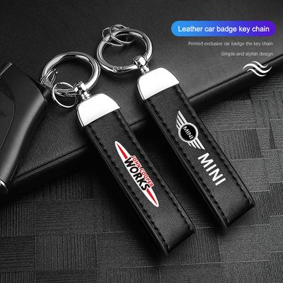 4S Dealership Car Emblem Keychain Calfskin Auto Key Chains For MINI One Cooper JCW Countryman Clubman Cabrio Paceman Coupe WORKS Rdxzk11