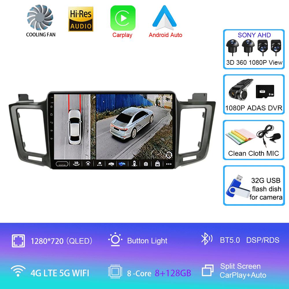 Android 14 For Toyota RAV4 RAV 4 2013 2014 2015 2016 2017 Multimedia Player 4G Carplay Car Radio GPS Stereo Head Unit Auto