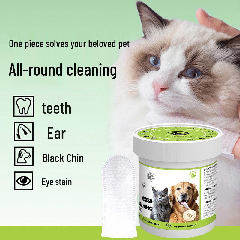 Pet Dental Wipes: Deodorizing, Tartar Removal, Fresh Breath, Disposable Oral Finger Brush