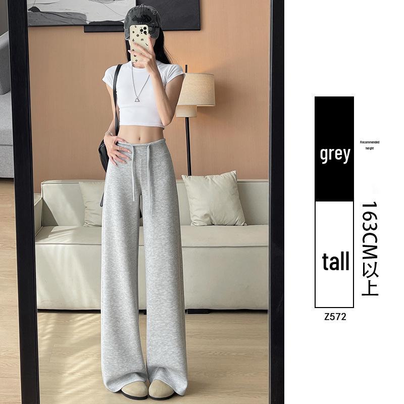 Women's Summer 2025 High-Waisted Gray Joggers - Thin, Loose, Ice Silk, Narrow-Leg Pants