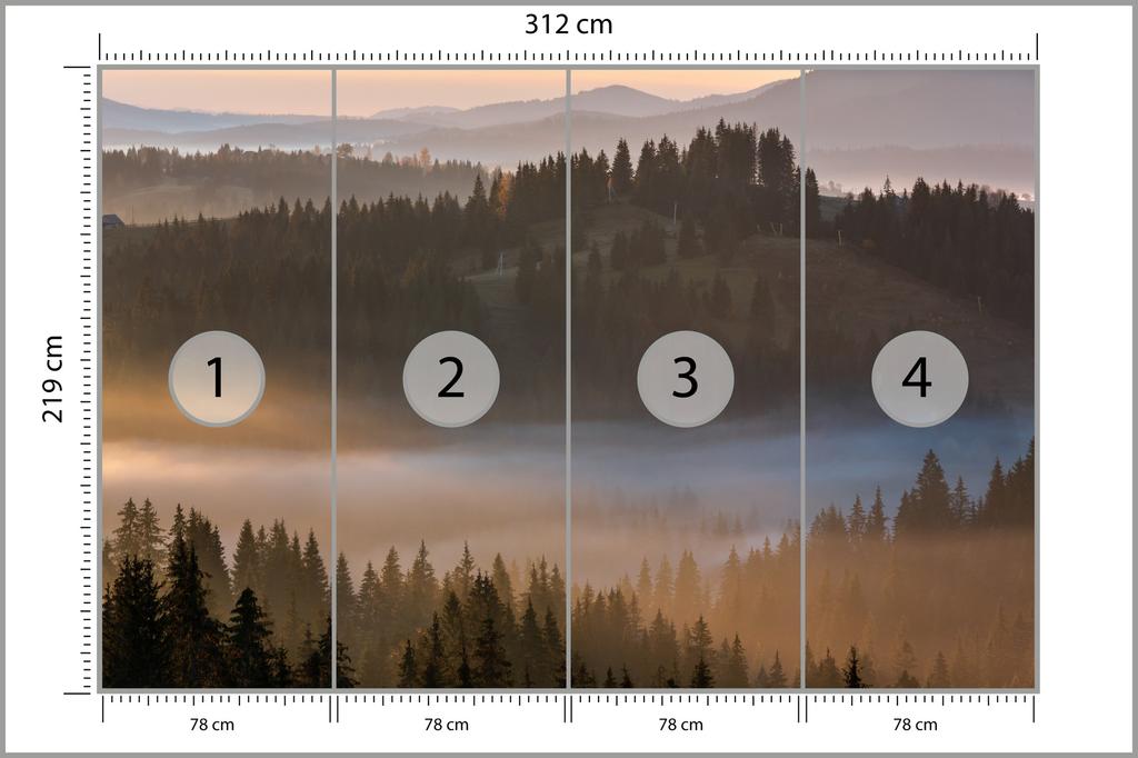 Photomural Forest In Fog Smooth Vinyl 312x219