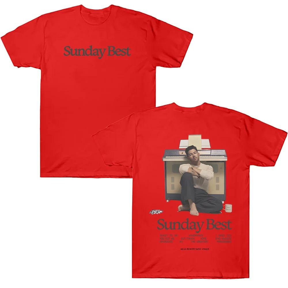 

Streetwear Short Sleeve Tee Nick Jonas Sunday Best Tracklist Tee Unisex Women Cotton T Shirts Short Sleeve Fashion Breathable Tops 4XL
