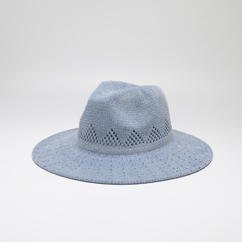 Solid color jacquard hat flat edge big edge sun hat British jazz hat top hat
