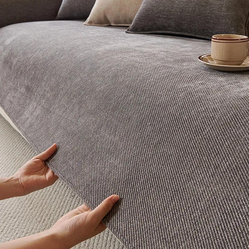 Solid Color Waterproof Chenille Sofa Cushion 2024 New Four Seasons Universal Simple Modern Cushion Non-Slip Sofa Cover