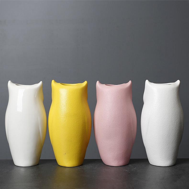 Vaso Gufo Creativo Vaso Idroponico in Ceramica Decorazione Fiori Secchi Composizione Floreale Decorazione per la Casa Ornamento Artistico da Tavolo