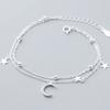 925 Silver Star Moon Bracelet Women Girls Vintage Korean Crystal Charm Jewelry Gift Sparkling Party Accessories