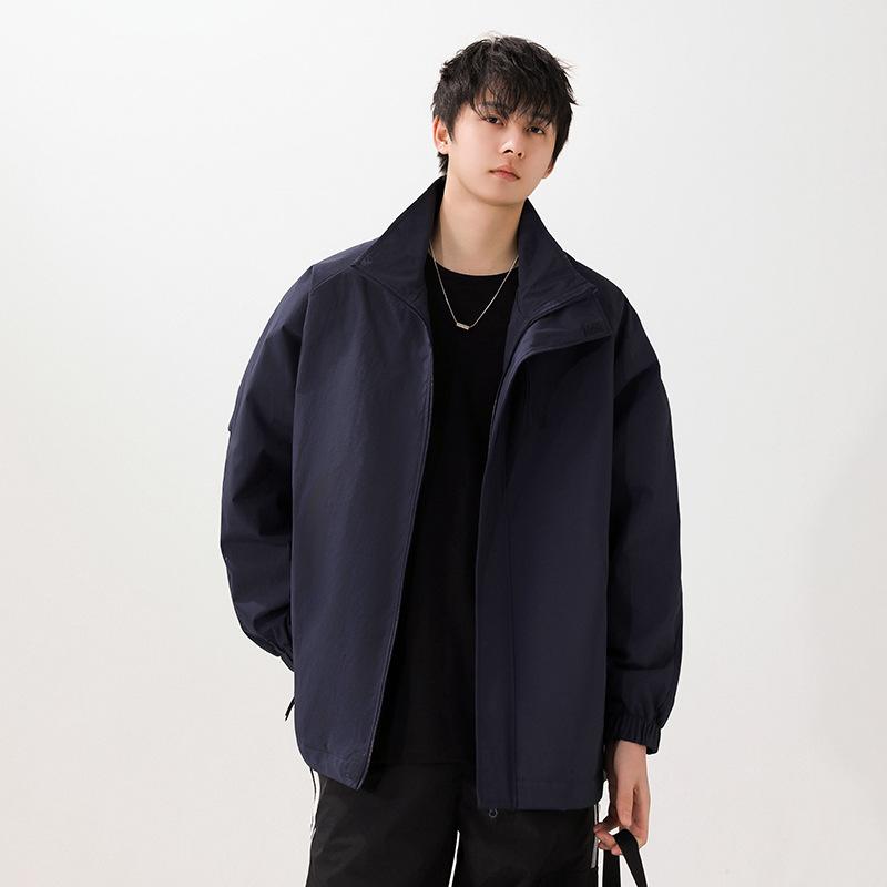 Men's Retro Bad Boy Loose Fit Stand Collar Windbreaker - Spring 2026 Outdoor Mountain Style Jacket