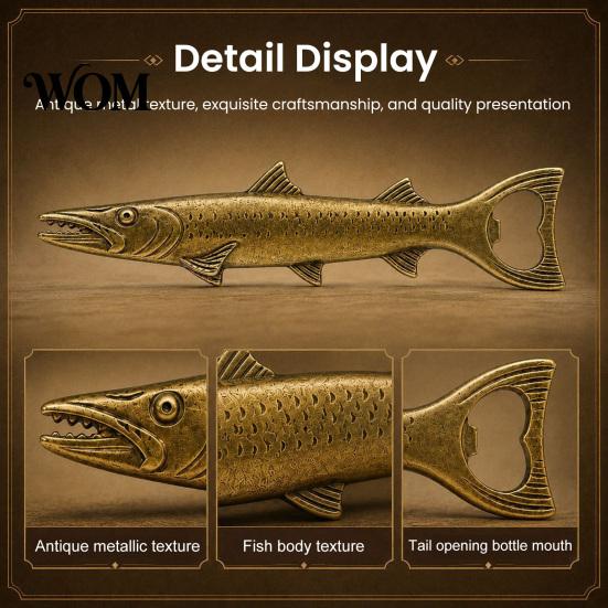 Apribottiglie Creativo in Lega Apribottiglie Pesce Rustico, Tappo con Dettagli di Squame Design di Alta Gamma per Amanti del Vino, Strumento Metallico Retrò per Bar per Birra E