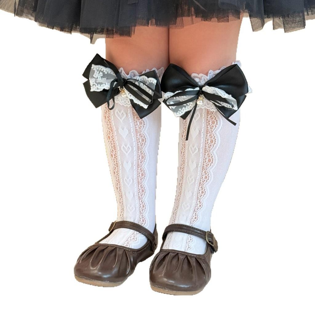 Lolita Butterfly Bow Knit Stockings With Antifriction Fabric For Spring And Summer Wear
