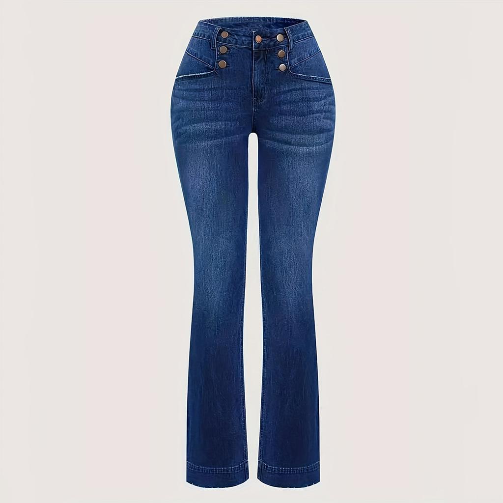 Women's High Waist Washed Women's Jeans Fashionable Versatile Straight Leg Pants