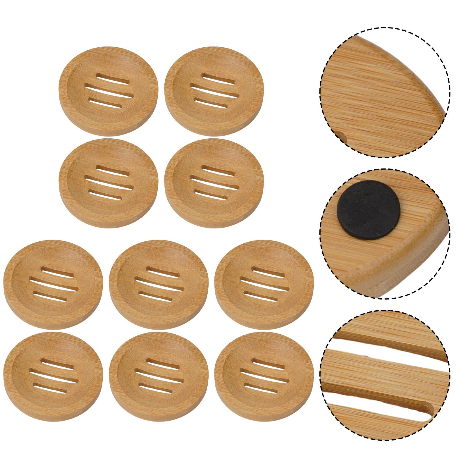 Round Soap Tray Wood High Intensity Natural Plate Rack Soap Dish Storage Holder Store Soap Wood Soap Tray 10pcs China Mainland