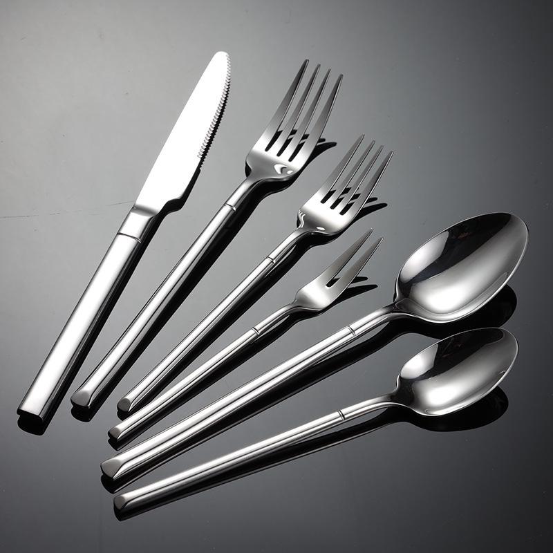 Multi-Spec Knight Mirror Polished Square Handle 304 Stainless Steel Cutlery Set
