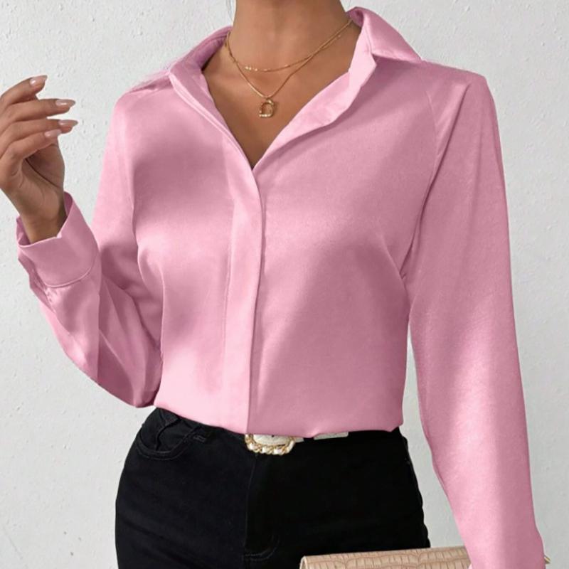 

Рубашка с длинными рукавами из искусственного шелка и атласа для женщин, весна/лето 2025 г. L