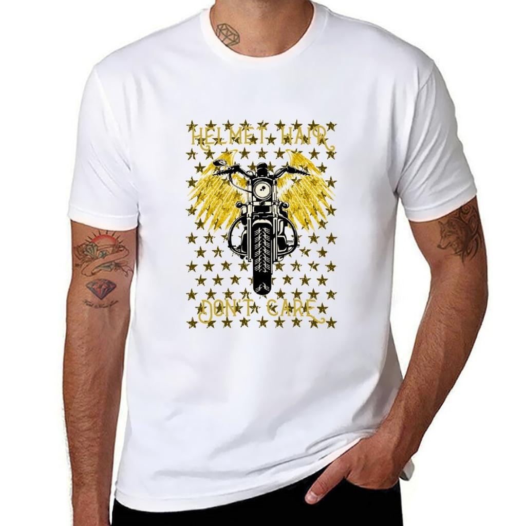 Helmet Hair Dont Care Motorcycle Rider And Biker Gift Tshirt Modern Style Print Tshirt