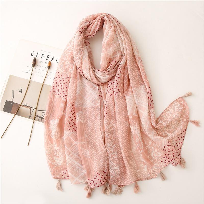 

Fashion Bohemina Ethnic Floral Viscose Shawl Wrap Lady Thin Scarfs Fashion Tassel Pashmina High Quality Foulard Hijab Sjaal