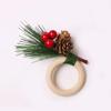 6pcs with Red Berries Christmas Pine Needle Napkin Ring Wooden Napkin Buckle  Restaurant
