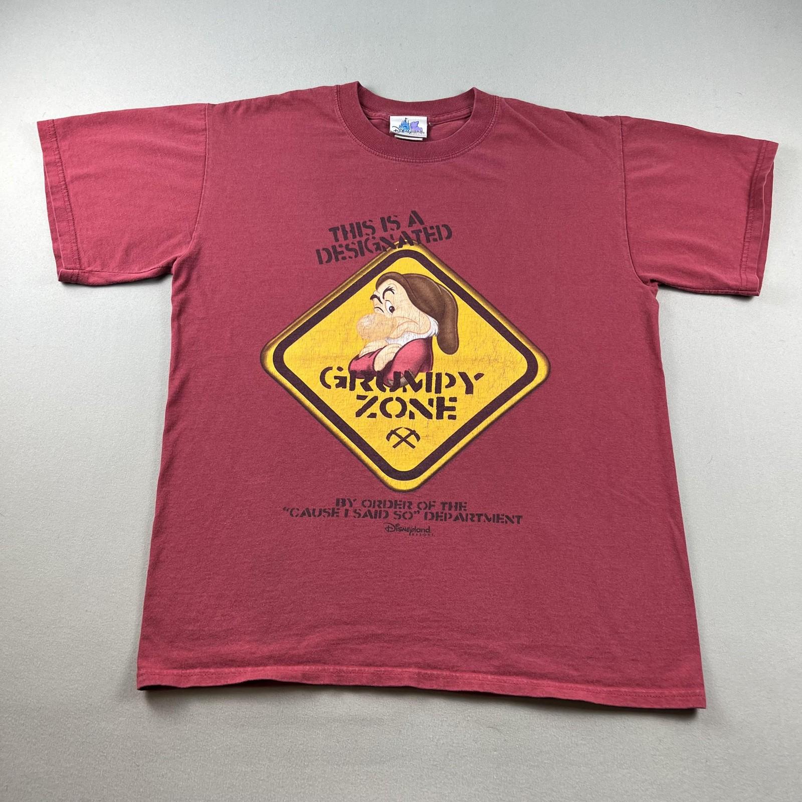 Vintage Grumpy Zone T-Shirt Mens Small Red Disneyland Snow White Seven Dwarfs L