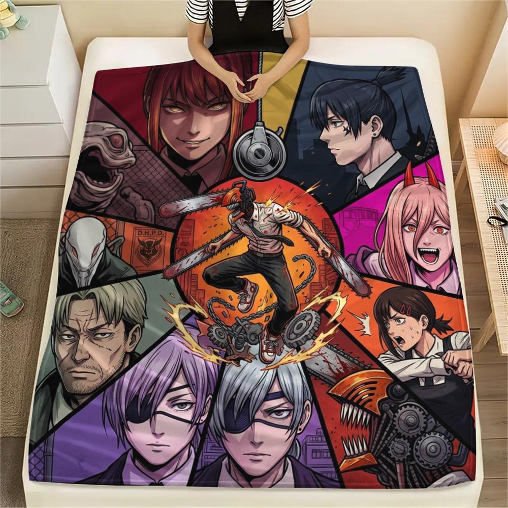 1 Stück Chainsaw Man Gemustert Flanelldecke Geeignet für Alle Jahreszeiten Für Heimdekoration Wärme Und Komfort Geschenke Feiertagsgeschenk