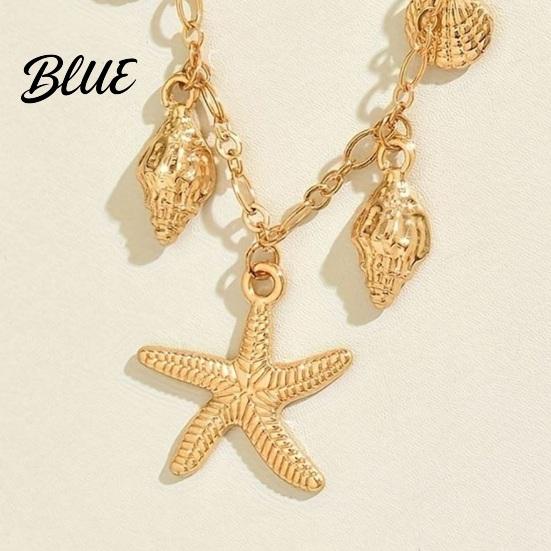Holiday Style Necklace Summer Beach Necklace Shell Conch Starfish Charms
