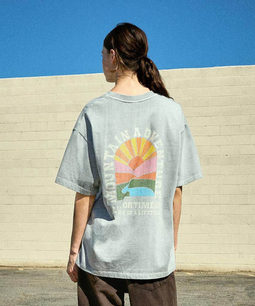 Peullukeu Sunrise Crack Pigment Short Sleeve T-Shirt Light Gray Fst738